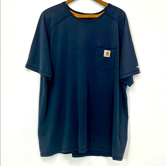 Carhartt Men's Navy Blue Pocket T-Shirt Big & Tall 2XL Force Work Tee Casual - Picture 1 of 7